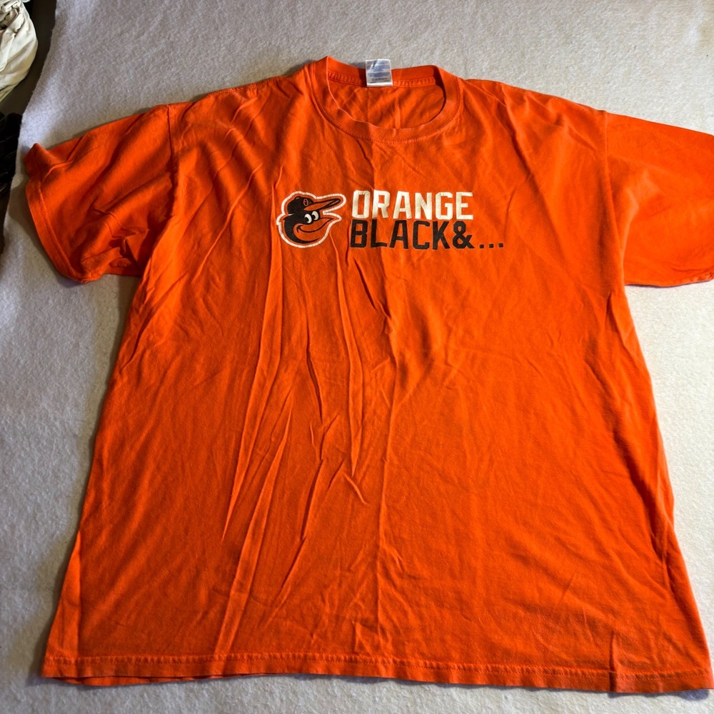 Baltimore Orioles T Shirt Mens XL Orange Black Gold MLB Baseball Tee